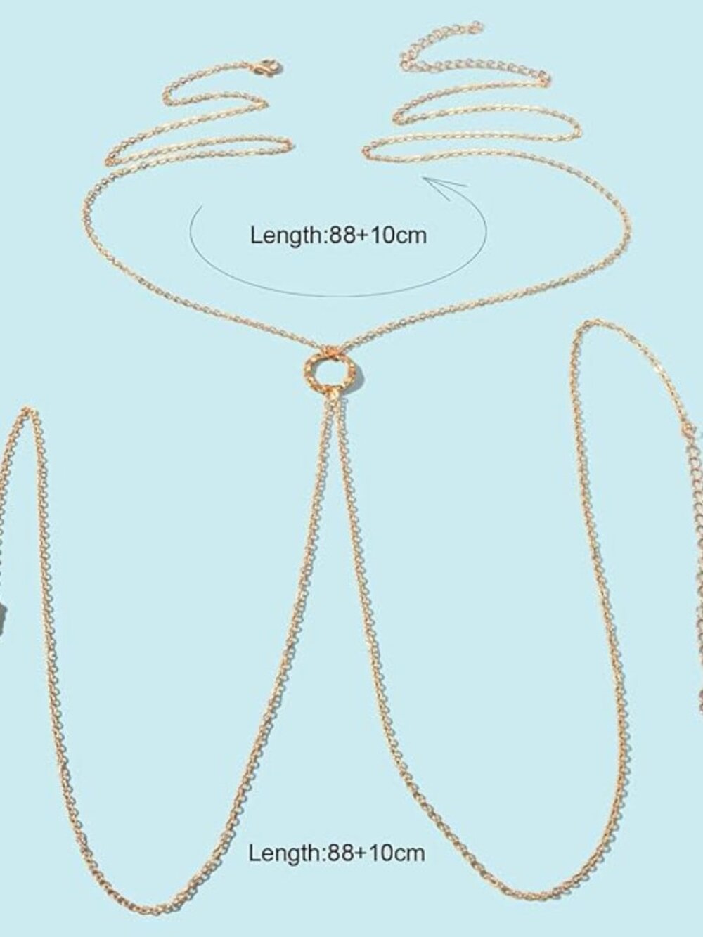 14K Gold Tone Beach Crossover Body Chain - Picture 4 of 6